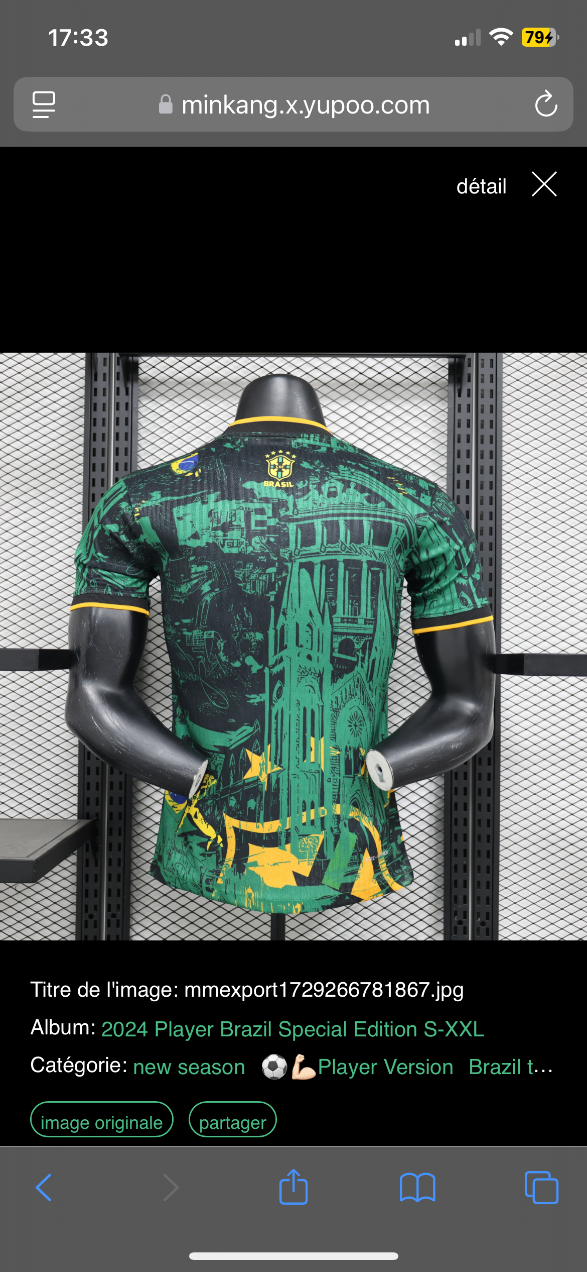 Maillot Brésil special vert version player